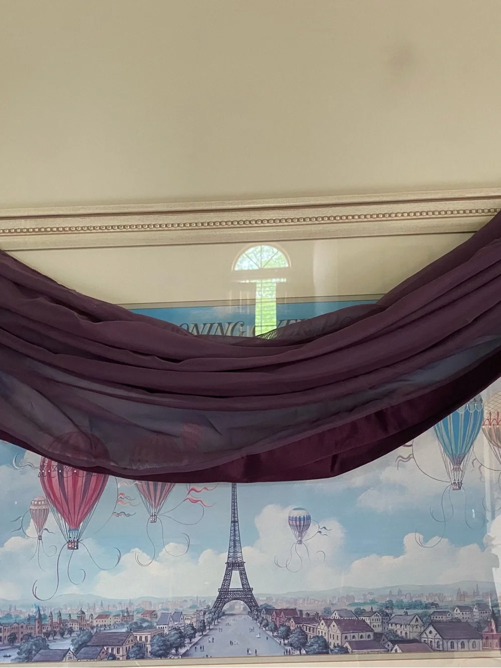 Eggplant Purple Sheer Window Scarf Valance 57x216 Satin Edge Curtain Panel
